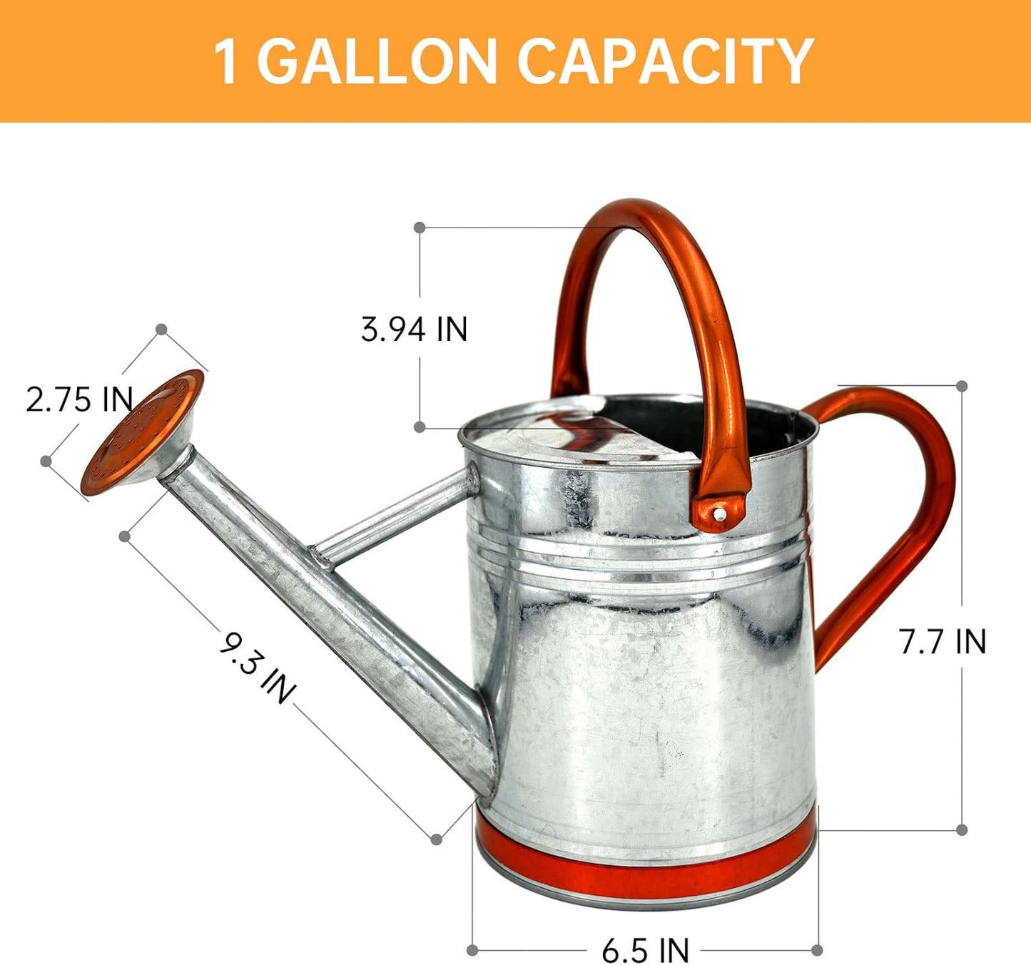 Metal Watering Can for Outdoor Plants, Galvanized Steel Watering Can with Removable spout, 1 Gallon,Perfect Home & Garden Décor Retro Zinc Hue