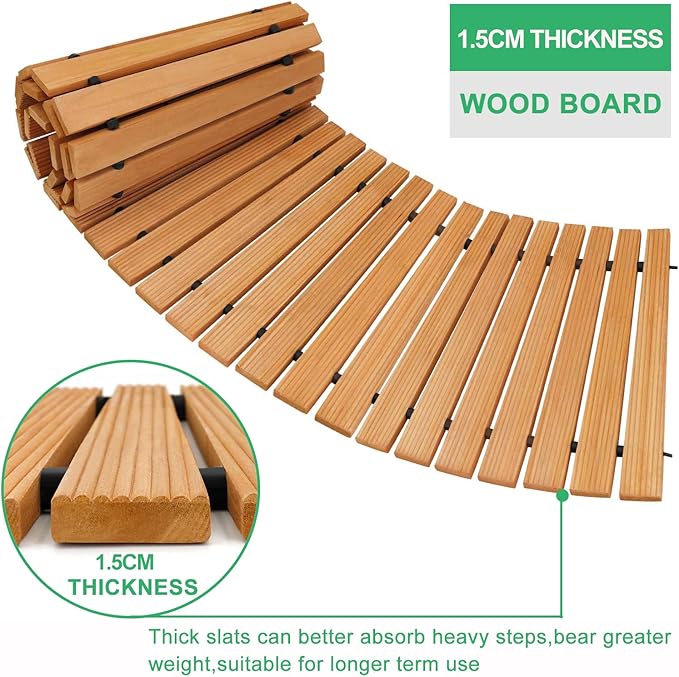 RELIANCER 6' Wooden Garden Pathway,Outdoor Roll Out Cedar Curved Walkway,Patio Path Decorative Garden Boardwalk Walkways,Weather-Resistant Roll Up Beach Wood Road Floor,Wedding Party Pathways