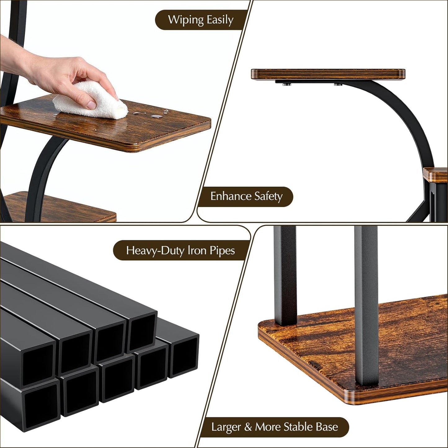 Plant Stand Indoor, 8 Tiered Indoor Plant Shelf, 65" Tall Plant Stand with Grow Light, Corner Flower Stand S-Shaped Metal Holder Reversible Installation, Plant Rack for Home Patio Black