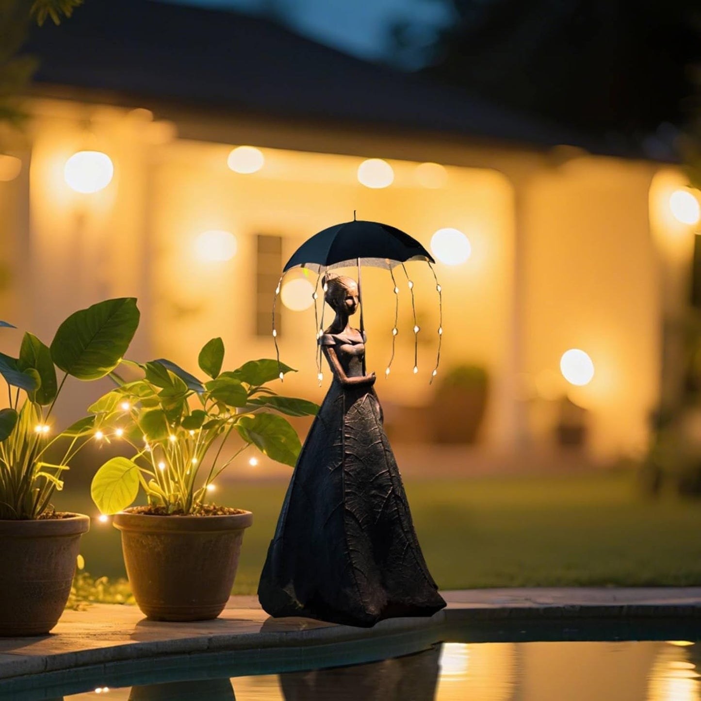 DiliComing Solar Fairy Outdoor-Statue Garden-Decor - 18" Resin Leaf Girl Sculpture with LED Lights for Garden/Patio/Yard | Waterproof Fairy Outdoor Figurines, Unique Home Decor Gifts for Women