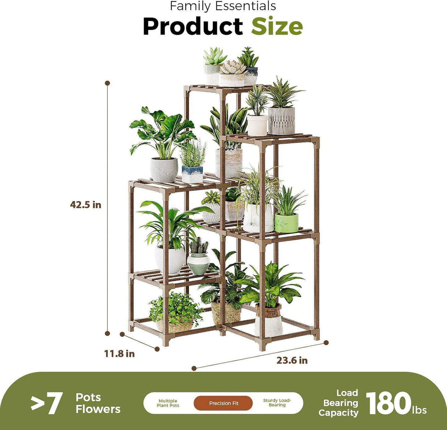 Bamworld Indoor Outdoor Plant Stand Shelf Corner Table 7 Pots Holder for Living Room Multiple Plants Patio Balcony Garden Decor