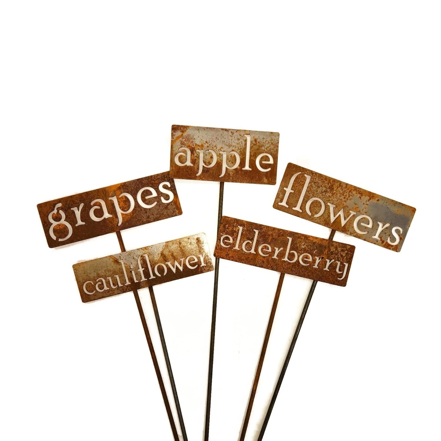 Classic Metal Garden Markers 19 Inches Tall (Bulk Discount Five Markers, Naturally Rusted)