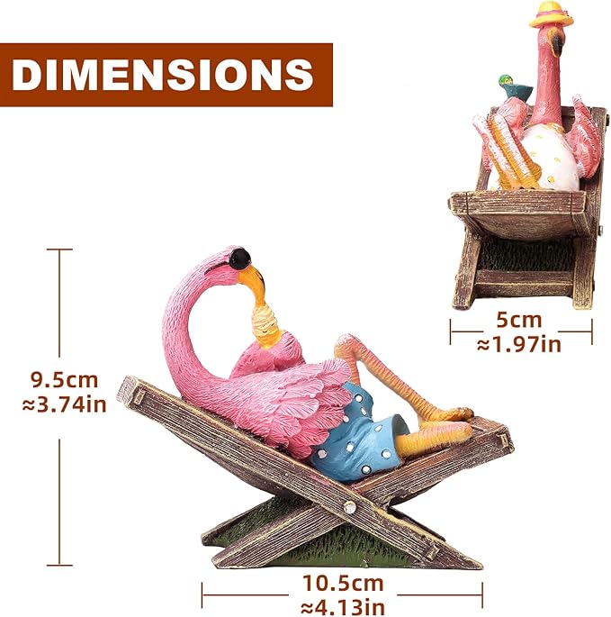 MUAMAX Pink Flamingo Garden Statues Flamingo Ornaments Small Flamingo Statue Summer Tropical Coastal Desk Decor Yard Art Ornament Housewarming Gifts Outdoor Patio Lawn Decorations