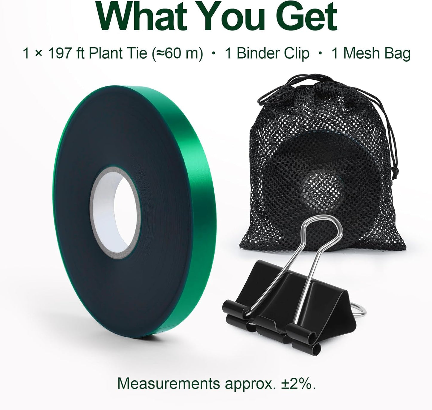 Stretch Plant Tie Tape – Reusable PVC Garden Ties for Plants, Green Flexible Garden Tape for Branches, Vines, Shrubs, Flowers, Trees, Indoor & Outdoor Use (196 ft)