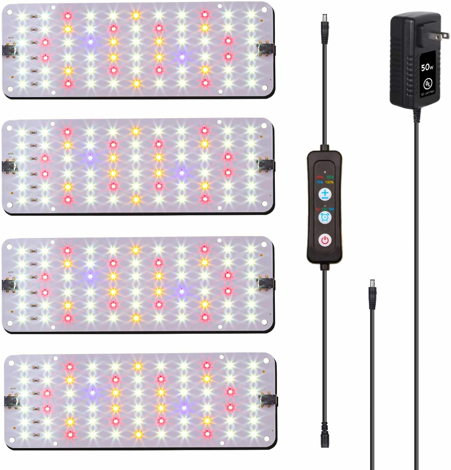 Plant Grow Light, Slim Space-Saving Grow Lights for Indoor Plants, 50W Dimmable Indoor Plant Lights with 6/12/16h Timer, Expandable Full Spectrum Grow Lamp Strip for Greenhouse, Germination