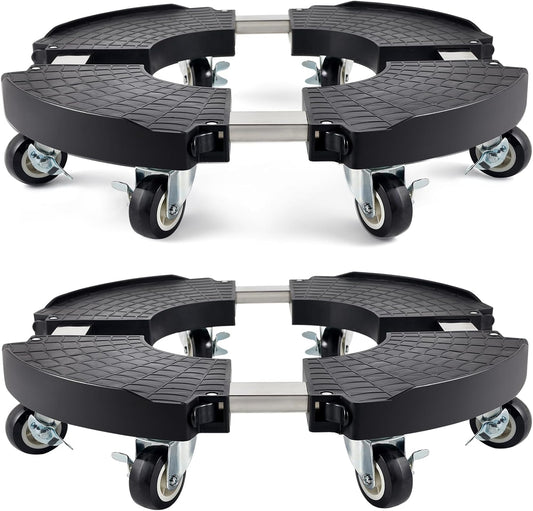 TreeGun 2 Pack Plant Caddy with Wheels Heavy Duty with 8 Lockable Casters, Rolling Plant Stand Adjustable for 8inch-22inch Outdoor Indoor Large Plant, Plant Stand with Wheels 500lbs Capacity