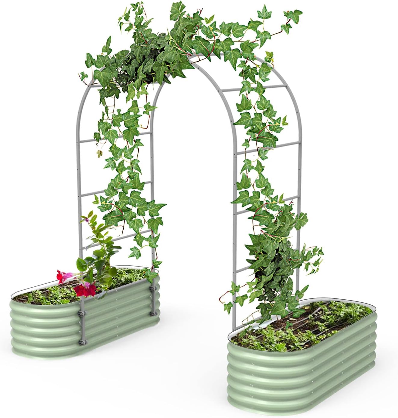 Vego Garden Modular Arched Trellis System Single Section 3.0' Long Trellis for 2.0‘ x 5.0' (4 in 1), 3.5' x 5.0' (6 in 1) or 5.0' x 5.0' (9 in 1) Garden Bed