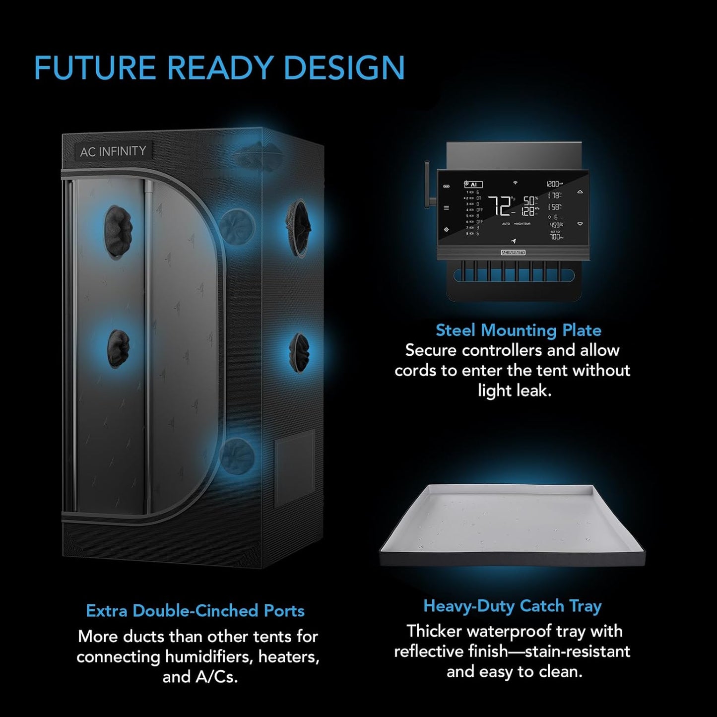 AC Infinity CLOUDLAB 866, Advance Grow Tent 5x5, Thickest 1" Poles, 2000D Mylar Canvas, Lab-Tested Highest Reflectivity, Largest Zipper Window, Controller Mount Plate, 60" x 60" x 80" Indoor Growing