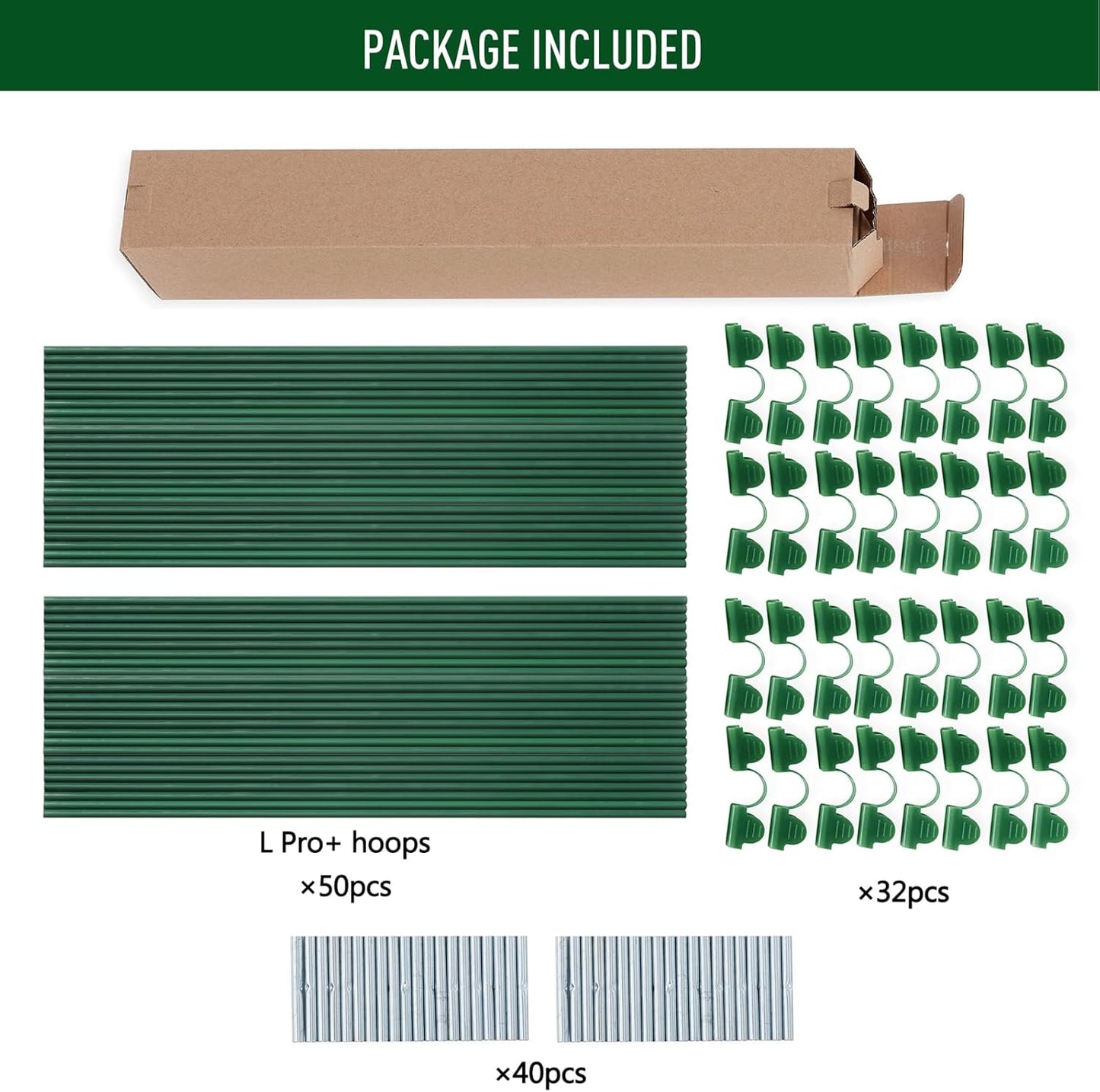 MAXPACE Greenhouse Hoops for DIY 2.7ft or Wider Grow Tunnel, Rust-Free Fiberglass Support Hoops Frame for Garden Fabric, Plant Support Garden Stakes, Gardening Supplies, 50pcs