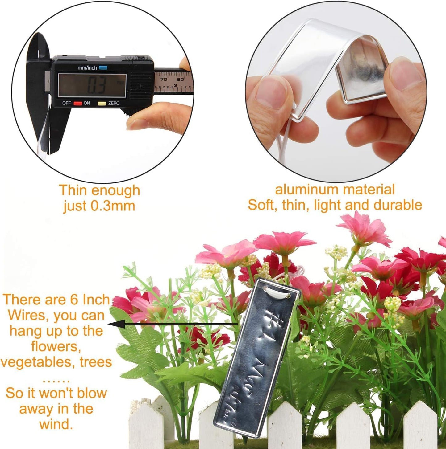 Aluminum Plant Labels - Double Sided Write On Metal Labels, Waterproof Outdoor Plant Markers for Plant Markers Outdoor Identification and Greenhouse