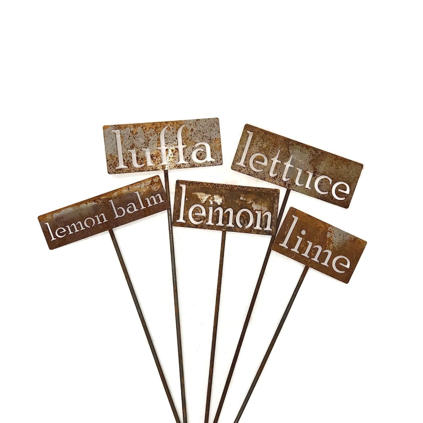 Classic Metal Garden Markers 19 Inches Tall (luffa, Naturally Rusted)