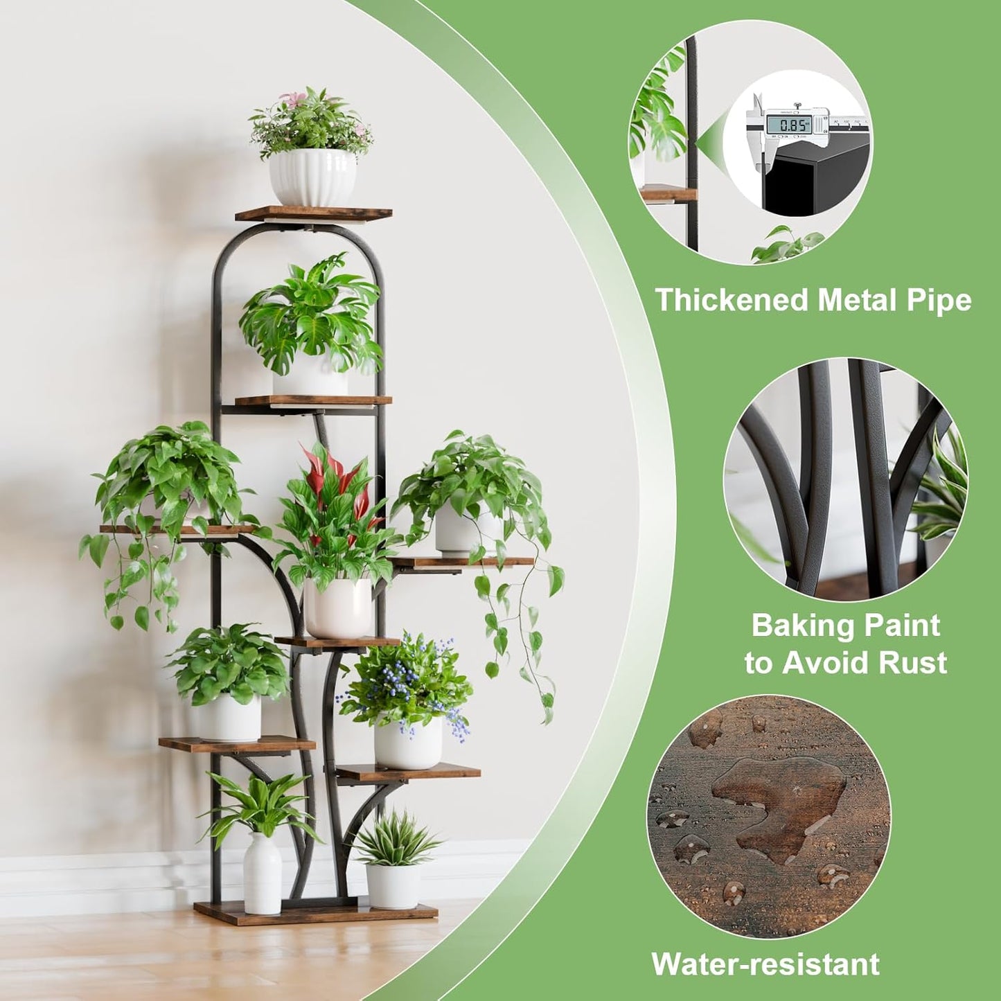 Plant Stand Indoor with Grow Lights, 8 Tiered Indoor Plant Shelf, 51'' Corner Plant Stands for Multiple Plants, Tree-Shaped Arch Plant Holder Rack, Flower Stands for Patio Living Room Home Decor
