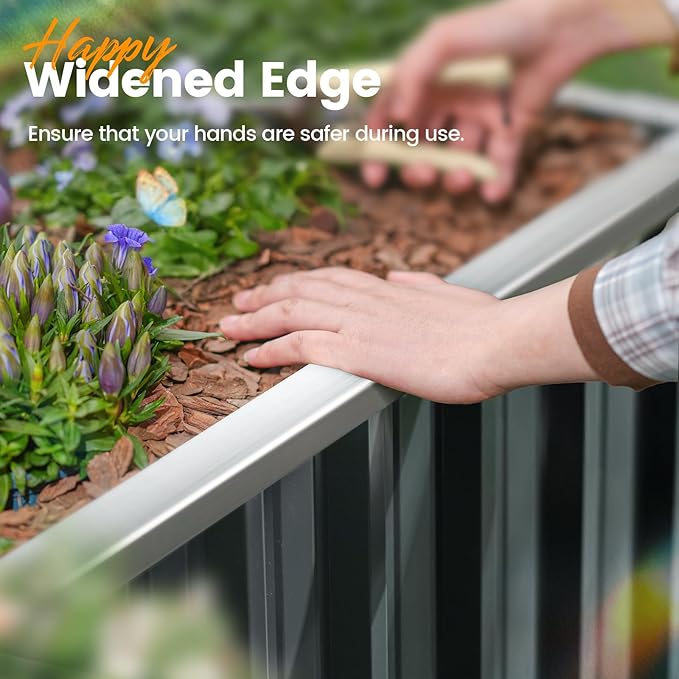 KING BIRD Raised Garden Bed 68" x 36" x 24" Heightened Galvanized Steel Metal Planter Box Outdoor for Deep-Rooted Vegetables, Flowers, Large Raised Bed Kit (Dark Grey)