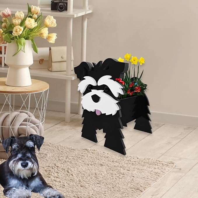 Black Schnauzers Dog Planter Plant Pots,Cute Garden Dog Flower Planter,Large Dog Planters Birthday Gifts for Women,Office,Indoor/Outdoor Decor(9.84 * 10.24 * 15in)