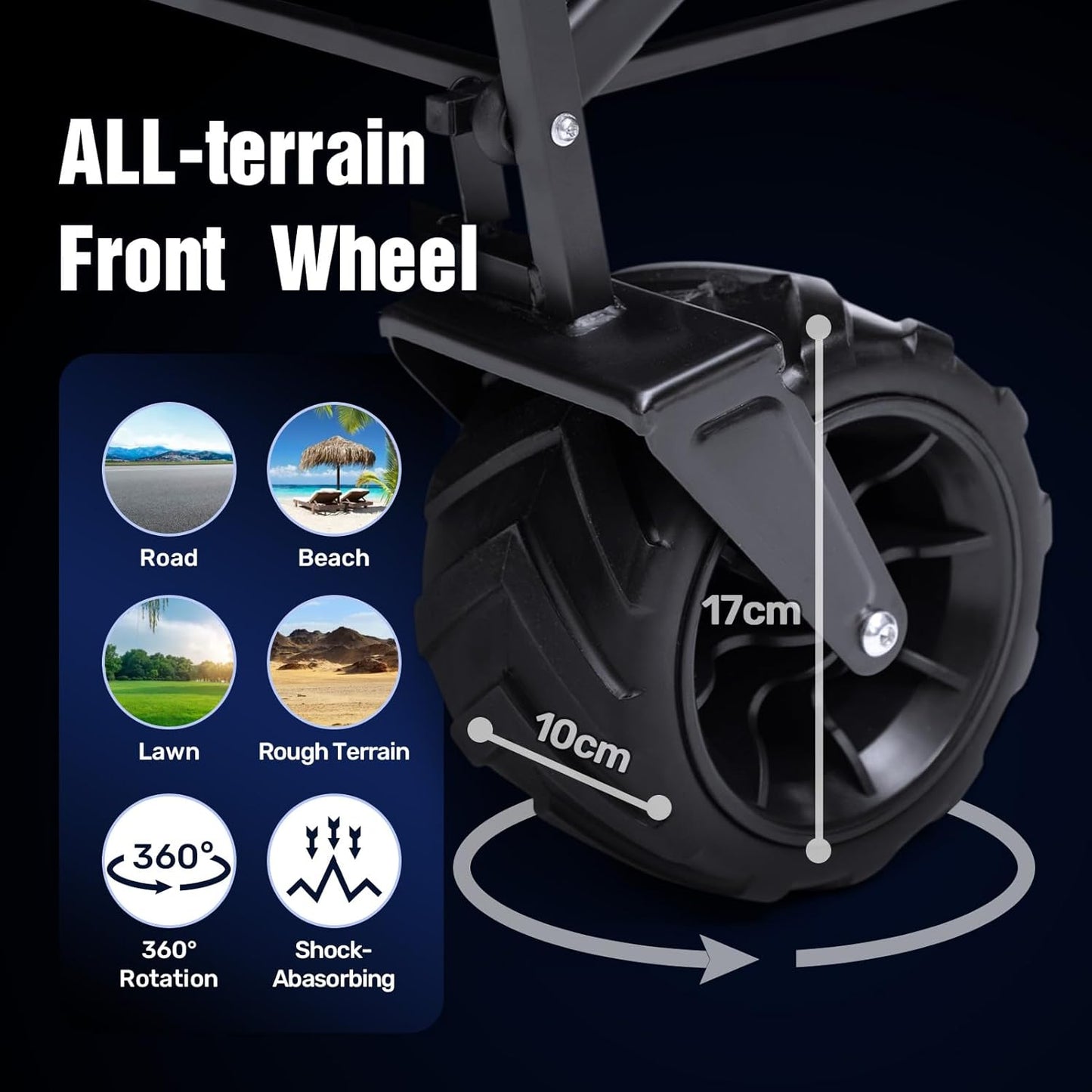 ALIMORDEN Foldable Canopy Wagon Garden Cart, Heavy Duty Outdoor Utility Collapsible Tool Cart with Removable Canopy and Big Wheels, Black