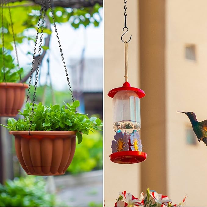 RIFNY Hanging Chain with Hooks, 10 Pieces 20 Inch Black Chain for Hanging Bird Feeders Planters Baskets Billboards Lanterns Wind Chimes Ornaments Outdoor/Indoor Use（20 inch 10pcs