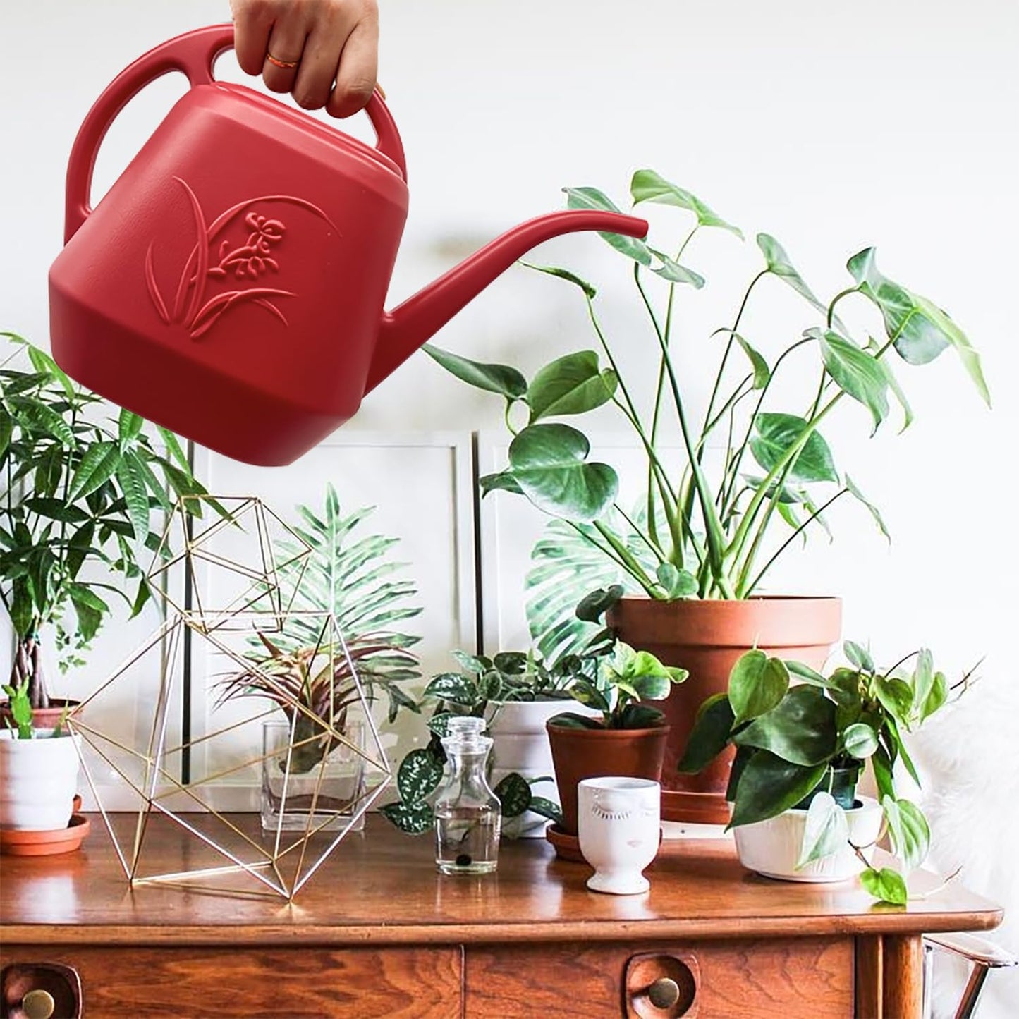 Plant Watering Can - 1 Gallon - Wine Red - with Long Spout for Indoor and Outdoor Plant Garden