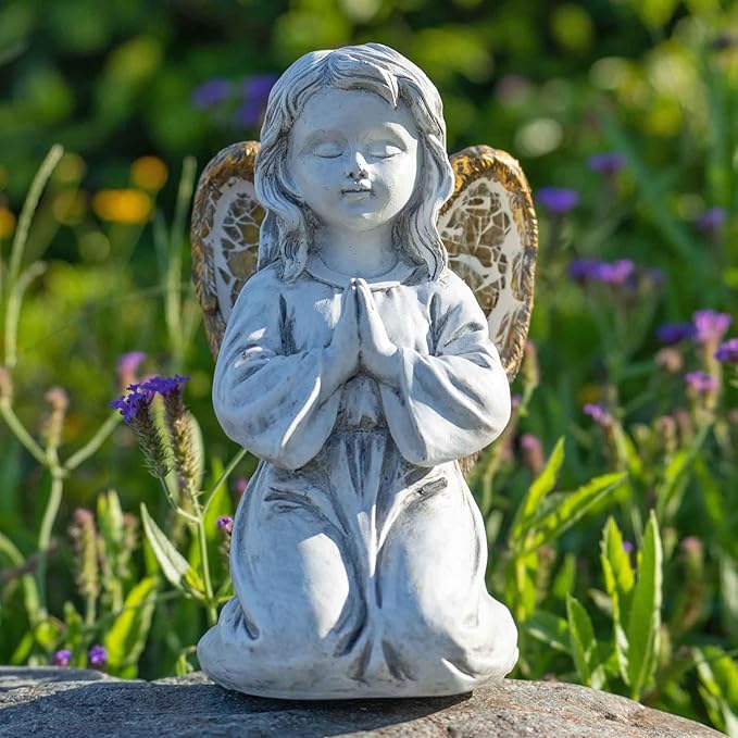 Outdoor Decor - Angel Statue, Solar Powered, Praying Angel for Patio, Lawn, Porch