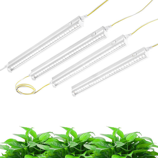 Hywymlait Grow Lights for Indoor Plants, 5000K White Full Spectrum LED Growing Lamp, 1FT T5 Plant Growing Light Strips for Greenhouse Seed Starting, Vegetables, Plug and Use, 4-Pack