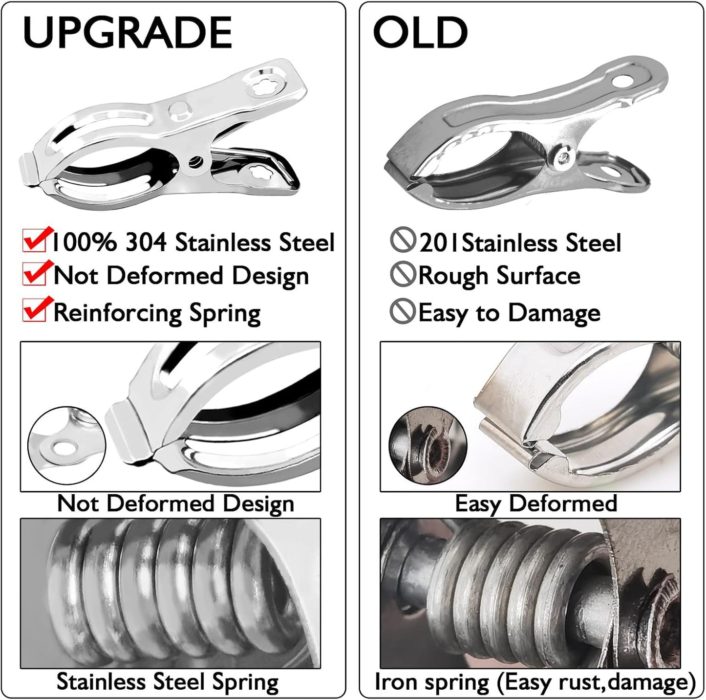 BESTEEL Upgraded 240 PCS Garden Clips, Greenhouse Clamps 100% Stainless Steel Heavy Duty Greenhuose Clips for Netting - Strong Grip to Hold Down Shade Cloth or Plant Cover on Garden Greenhouse Hoops