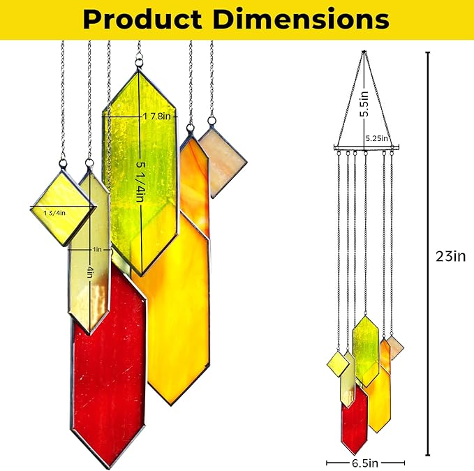 Sensory4U Stained Glass Suncatcher – Element Earth Tones Window Hanging Wall Art – Modern Design Home or Garden Décor – Unique Glass Suncatcher for Window, Porch, or Patio