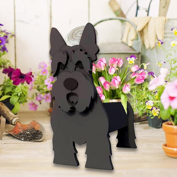 Scottish Terrier Dog Planter Plant Pots,Cute Garden Dog Flower Planter,Dog Planters Birthday Gifts for Women,Office,Indoor/Outdoor Decor（9.45 * 6.61 * 13.39in）