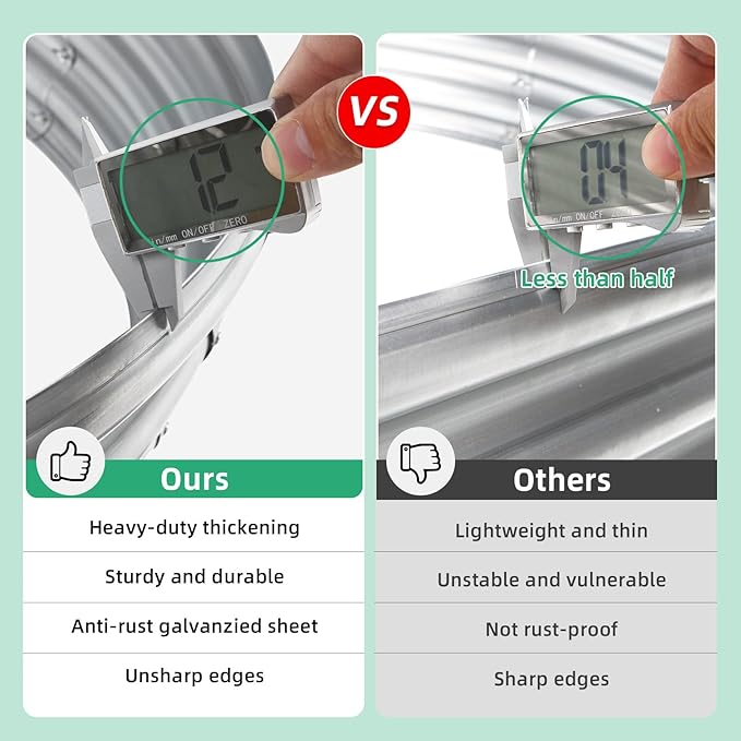 Raised Garden Bed, Raised Garden Beds Outdoor, 8x4x1 FT Oval Larger Space Galvanized Raised Garden Bed for Herbs, Vegetables, Fruits