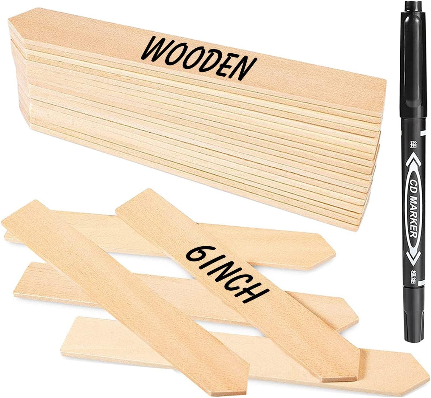 Zkptops 50Pcs Wooden Plant Labels Plant Tags 6 Inch Garden Plants Markers Waterproof Seed Labels Markers Sticks Outdoor Garden Label Stakes Sign Wooden Plants Name Tags for Seedling Vegetables Flower