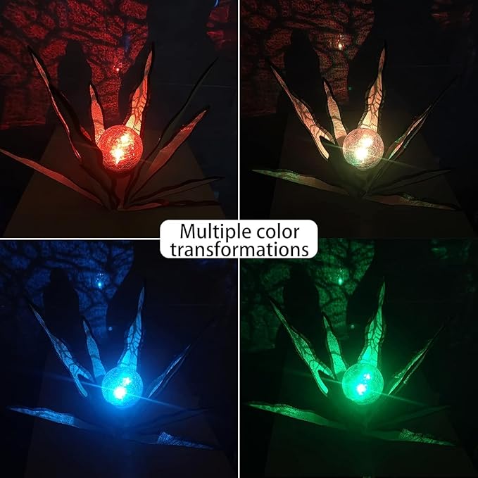 Metal Agave Plant Garden Art, 2 Pack Tequila Rustic Sculpture, Rustic Metal Agave Plants Garden Lawn Home Ornaments, for Yard Stakes, Garden Figurines, Outdoor Patio (2 PCS Green with Light)