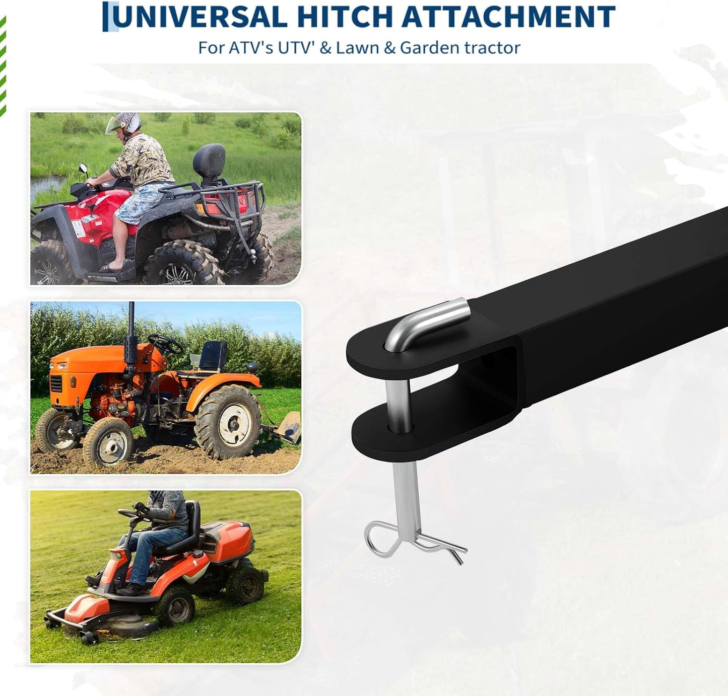 ATV Trailer Dump Cart Pull Behind, 750 LB Capacity, 15 Cu.Ft, Heavy Duty Steel Utility Trailer for Lawn Tractor with Raised Side Rails, Lawn Carts Tow Behind for Garden Yard, Black