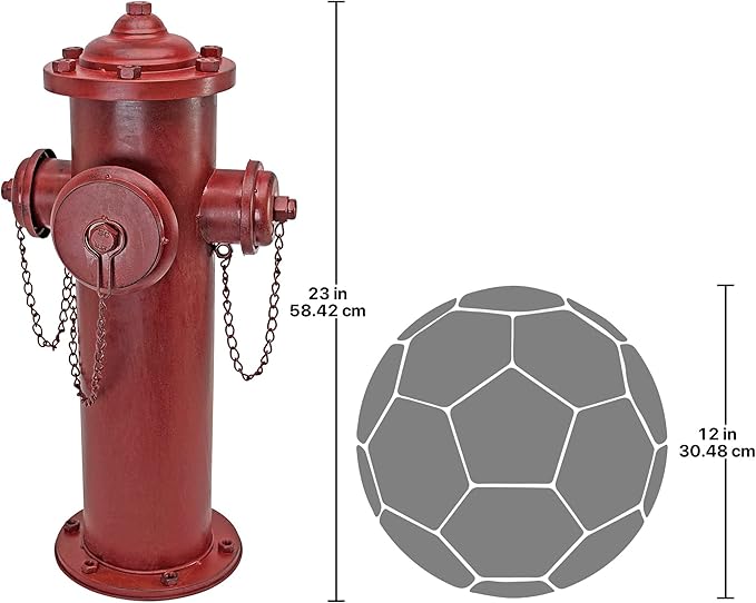 Design Toscano Fire Hydrant Statue Puppy Pee Post and Pet Storage Container, Large 23 Inch, Metal, Full Color