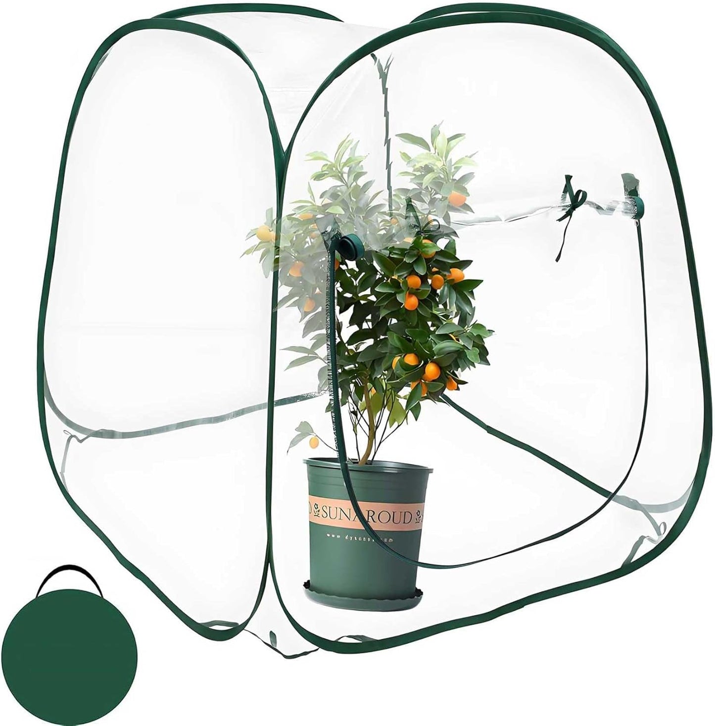 Plant Mini Greenhouse Pop Up Greenhouse Covers, Transparent Freeze Protection PVC Tent with Roll-up Zipper Entry Doors for Indoor and Outdoor Gardens Protecting Plant from Cold Frost (PVC, 39x39x39in)