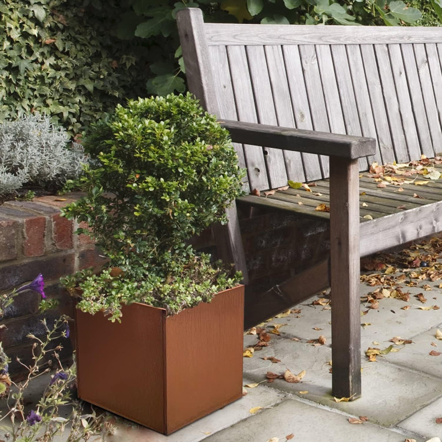 Corten Steel Planter Box Metal Planters Square Outdoor Steel Planter Cube Rustic Flower Pot 16 Inch Integral Durable Antique for Commercial Residential Garden Patio Deck and Backyard