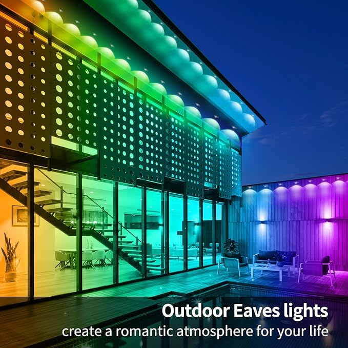 500ft Permanent Outdoor Light,RGB Eave Lights Music Sync IP67 Waterproof Outdoor Eave Lights Lighting, can be Used for Garden,House,Party,Holiday Decoration（2 Rolls of 250ft）