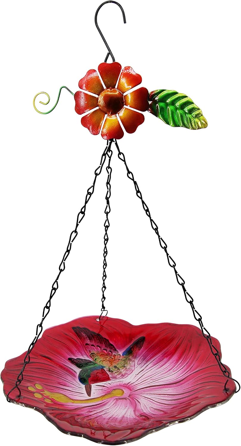 Hanging Bird Bath Glass BirdBath Hummingbird Outdoor Bird Feeder Garden Yard Decorations