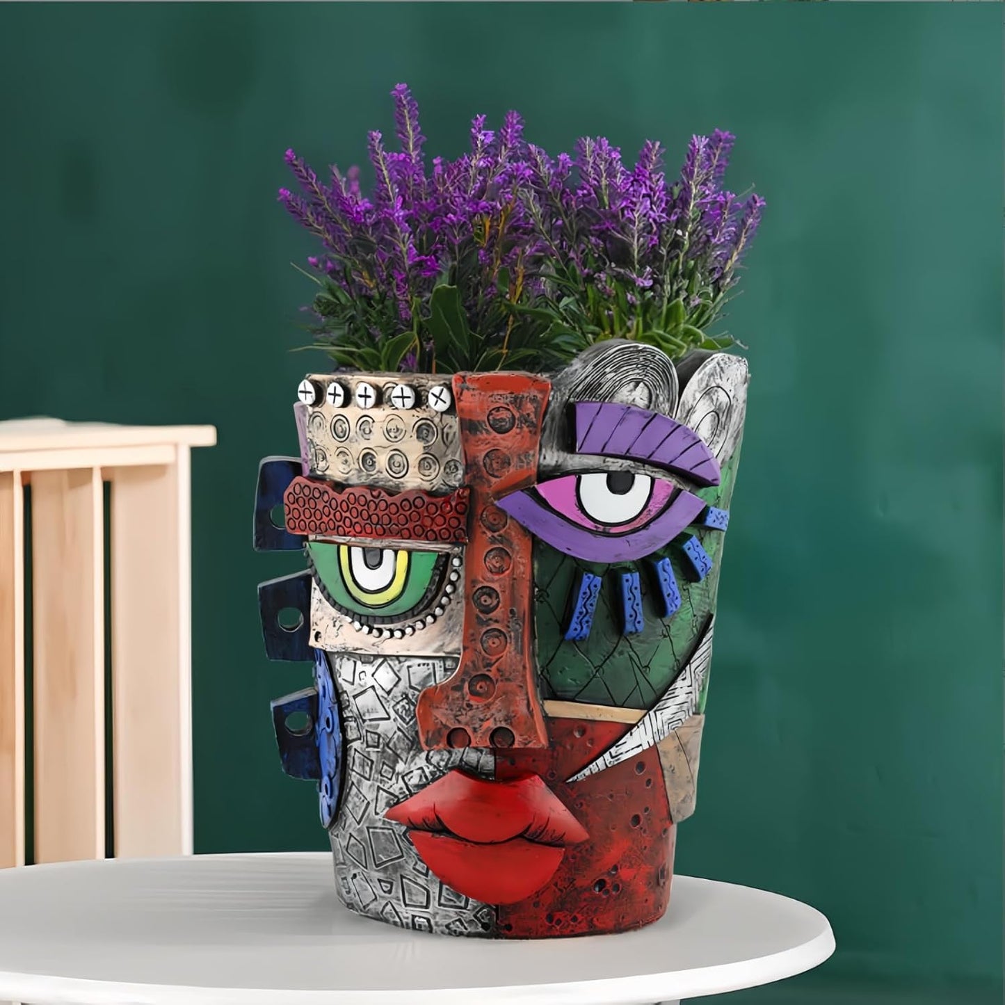 New Picassos Abstract Beauty Face Flower Pot, Colorful Abstract Head Plant Pots, Interesting Decorative Flower Resin Flower Pot, Unique Flower Pots for Home Art Decoration (multicolor-A01)