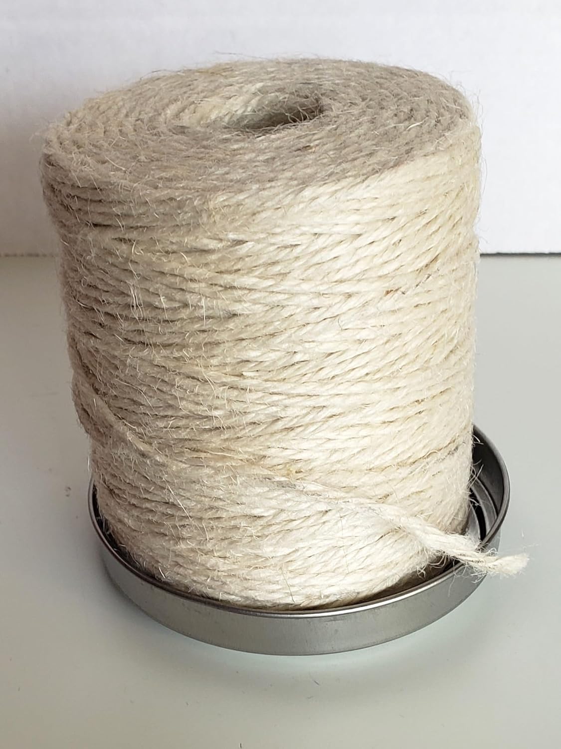 NUTSCENE Iconic Tin (Tin ‘O’ Twine) with Their Heritage Scottish Jute Twine and Hole in Top for Easy Dispensing. 14+ Colors to Choose from. 164 Yards. (Ivory)