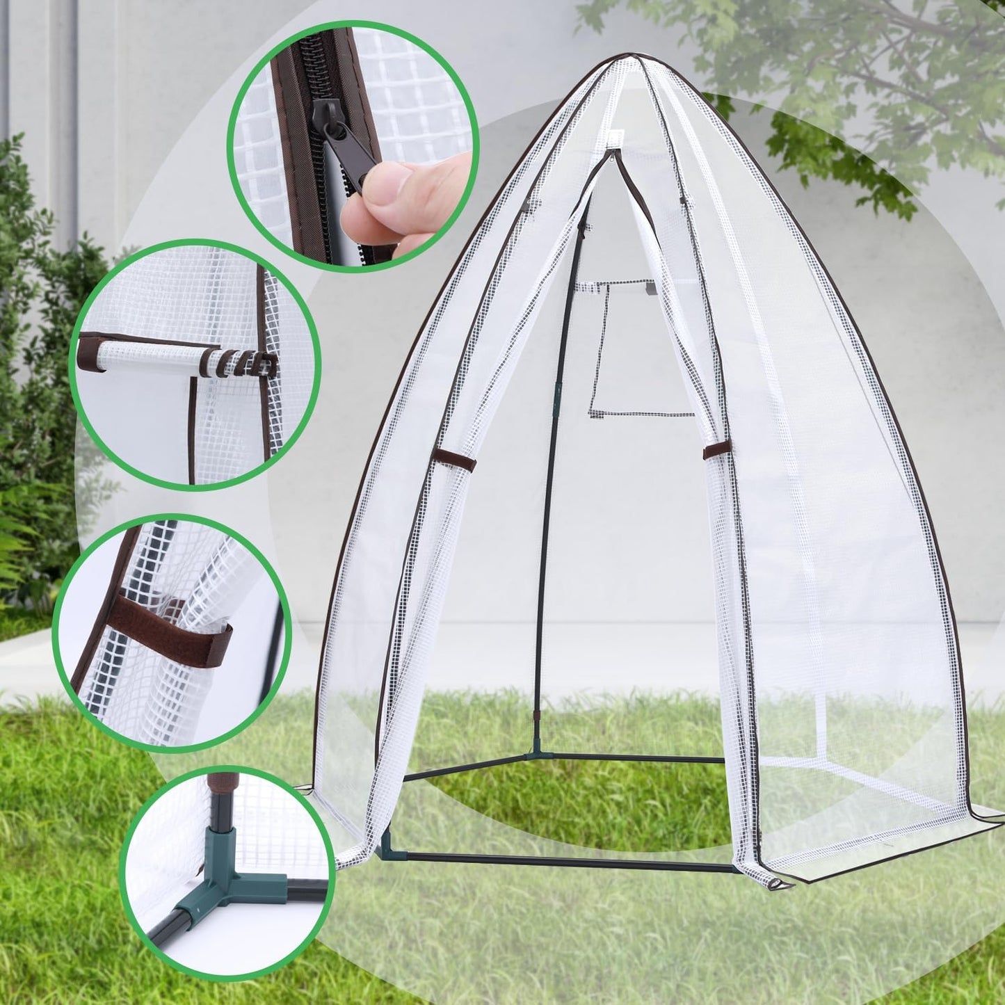 Portable Greenhouse for Outsides, Ohuhu Heavy Duty Green House Tent with Durable PE Cover, Garden Plant Protector with Zippered Door Mesh Window for Vegetables Flowers Fruits Herbs, 63x54x71 Inch