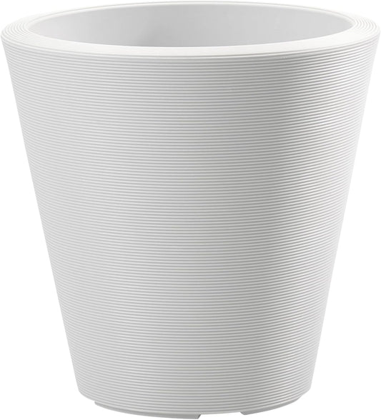 Crescent Garden Madison Planter– Weather-Resistant, Double Walled Indoor/Outdoor Plant Pot with Drain Hole – Durable All-Season Flower Container, 14" W (Cloud White)