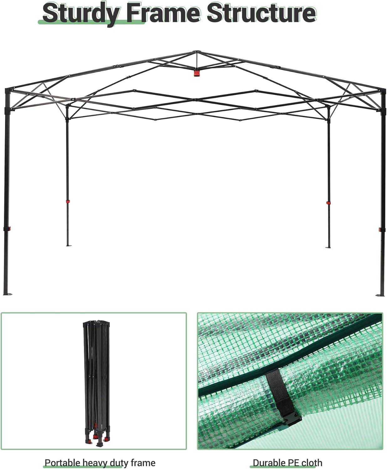 8 X 12 FT Portable Greenhouse for Indoor & Outdoor Plants, 96 X 144 Inches Durable PE Cover Pop-Up Green House Kit with Zippered Doors, Mesh Windows,Grow Tent for All Seasons - Easy to Assemble,Green