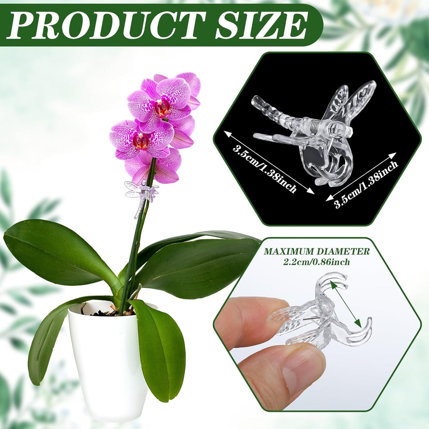 Wenqik 100 Pcs Orchid Clips Dragonfly Plant Clips for Plants Support, Portable Plastic Clear Garden Plant Support Clips Vine Clips for Orchid Climbing Plants
