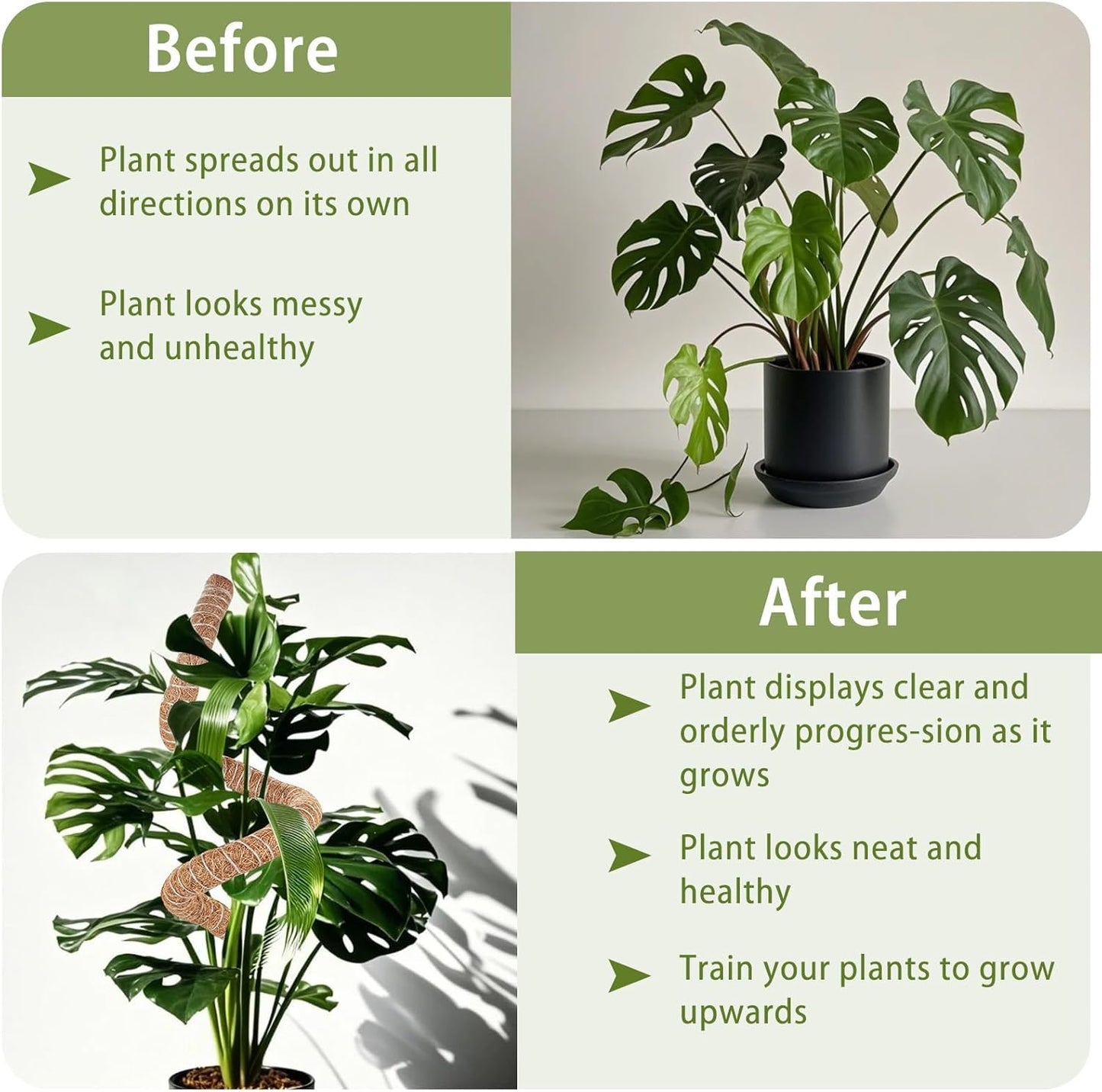 3 Pack Moss Pole, 28" 48" 63" Monstera Plant Support for Climbing Indoor Plants, Bendable Coco Coir Plant Support Stakes for Potted Plants, Pothos, Philodendron