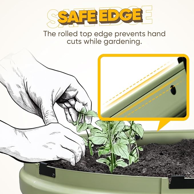 KING BIRD Raised Garden Bed Kit 2025 Upgraded Quick-Setup Galvanized Planter Garden Box Outdoor for Gardening, Vegetables, Flowers, 94x36x23 in, Olive Green