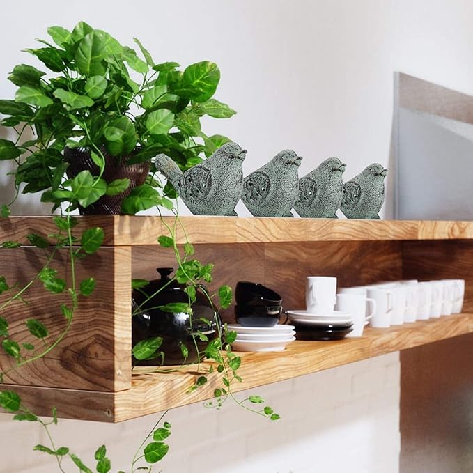 OwnMy 2 Cast Iron Green Bird Sculptures Outdoor Bird Statues Hollow Carved Bird Desktop Ornaments Figurines, Decorative Creative Animal Figurine Indoor Outdoor Statues for Garden Patio Home Decor