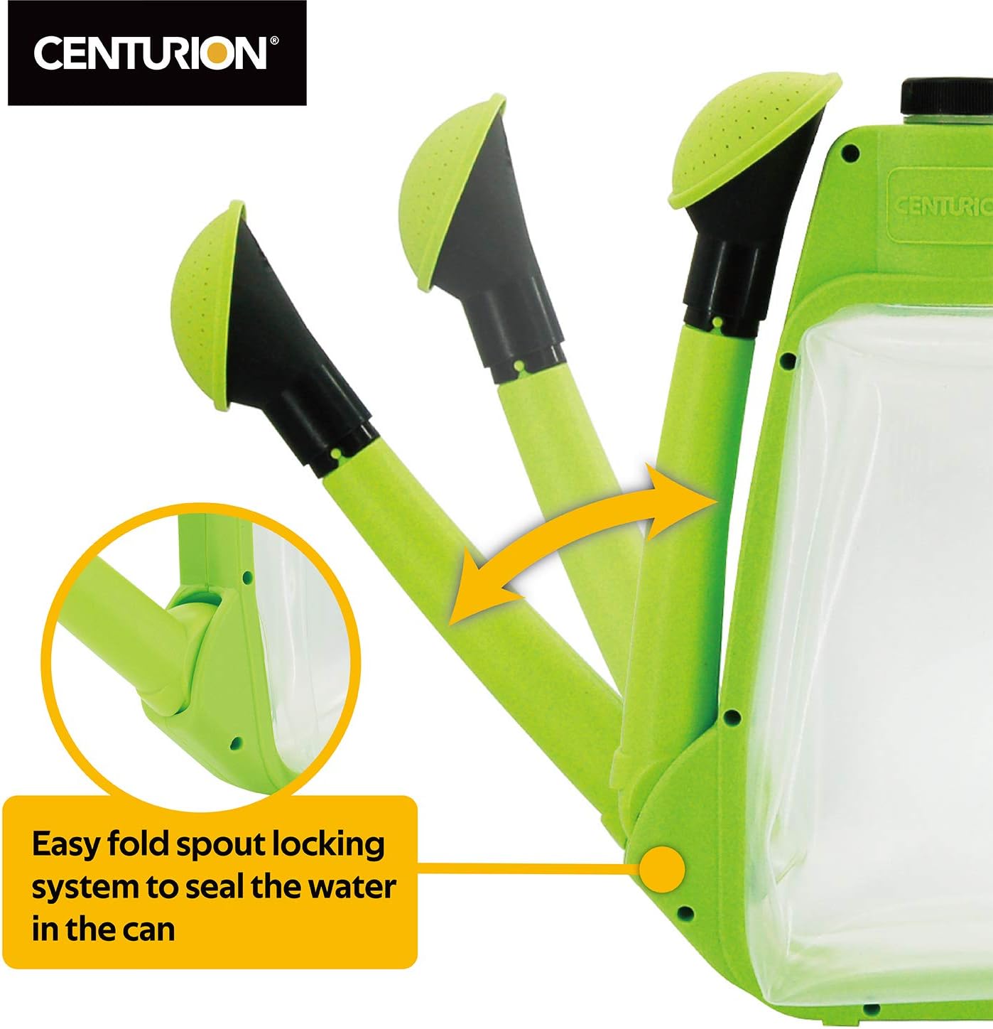 Centurion 1407 Foldable Clear Plastic Watering Can,1½ Gal with Rotating Nozzle, Long Stem Spout, Compact Ergonomic Design with Sprinkler & Pouring System Ideal for Indoor/Outdoor Lawn & Garden - Lime
