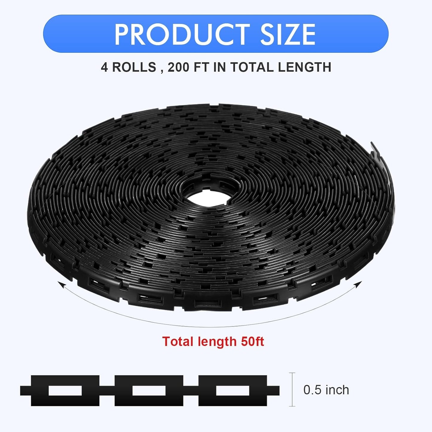 Wesiti 200 ft Plastic Chain Lock Tree Tie 1/2 Inch Wide Adjustable Tree Support Straps Plant String Swing Strap Flexible Reusable Ties for Staking for Garden Accessories