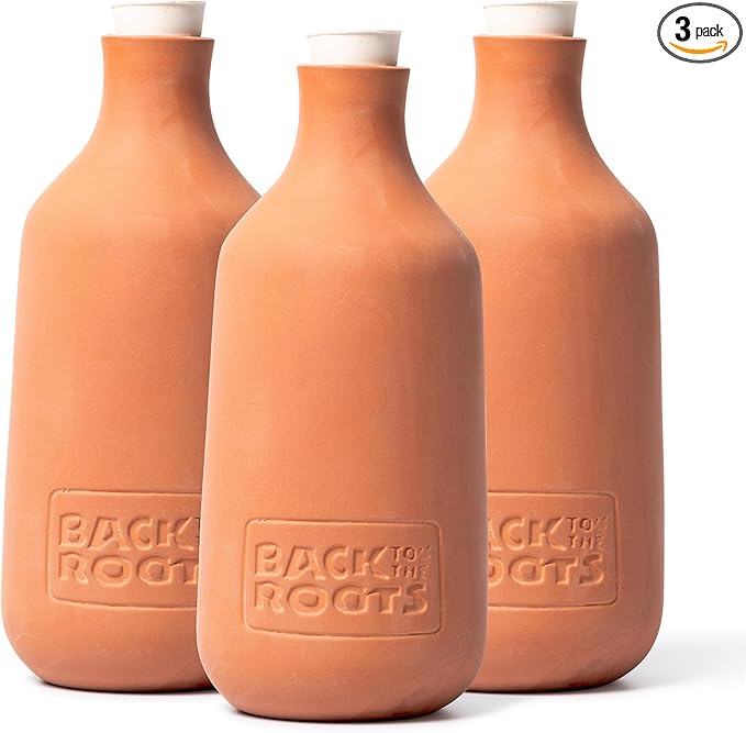 Back to the Roots Self-Watering Terracotta Olla Pot (Pack of 3), 700mL Provides 1 Week of Precision Watering
