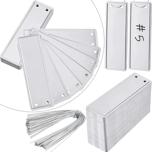 Ripeng 200 Pcs Aluminum Metal Plant Labels Writable Seedling Tree Tags with 6 Inch Wires Waterproof Double Sided Write for Plant Garden Marker Outdoor Identification and Greenhouse(120 Pieces)