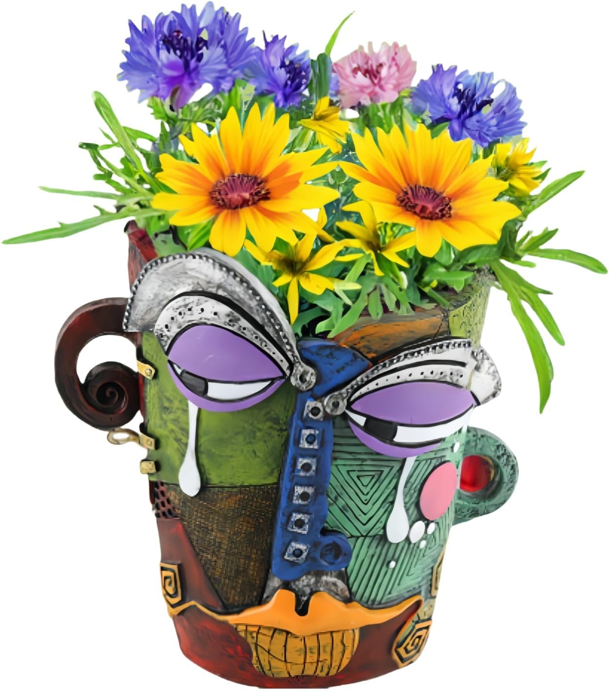New Picassos Abstract Beauty Face Flower Pot, Colorful Abstract Head Plant Pots, Interesting Decorative Flower Resin Flower Pot, Unique Flower Pots for Home Art Decoration (multicolor-A03)