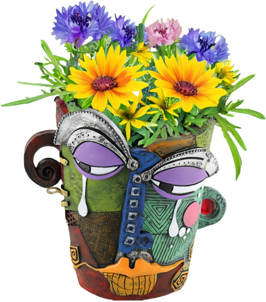 New Picassos Abstract Beauty Face Flower Pot, Colorful Abstract Head Plant Pots, Interesting Decorative Flower Resin Flower Pot, Unique Flower Pots for Home Art Decoration (multicolor-A03)